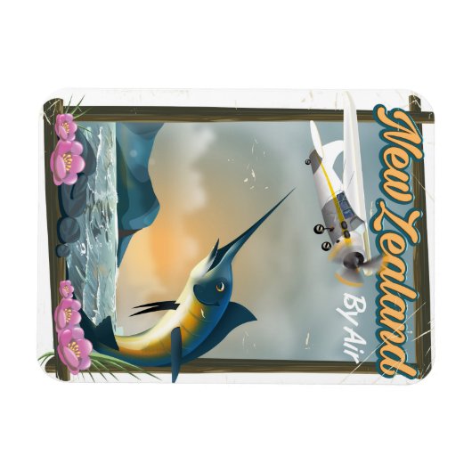 Neuseeland Fischen Reiseplakat Magnet (Horizontal)