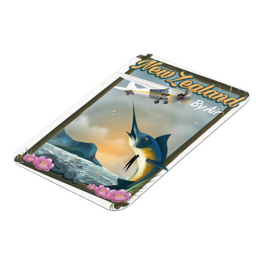 Neuseeland Fischen Reiseplakat Magnet (Linke Seite)