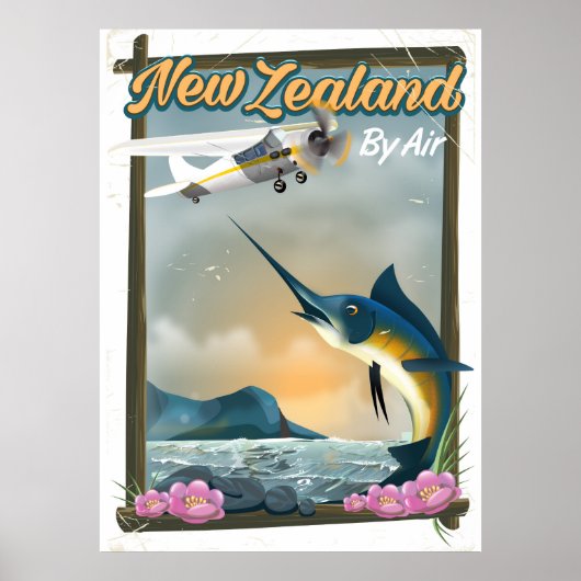 Neuseeland Fischen Reiseplakat Poster (Vorne)