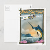 Neuseeland Fischen Reiseplakat Postkarte (Vorne/Hinten)