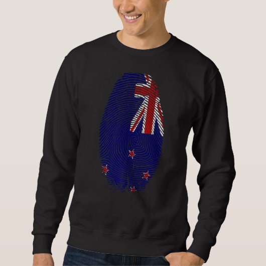 Neuseeland Flag Fingerprint Dna Neuseeländer Sweatshirt (Vorderseite)