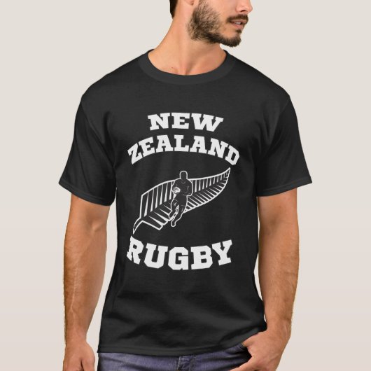 Neuseeland Flag Kiwis Rugby Team T-Shirt (Vorderseite)