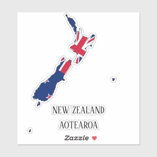 Neuseeland Flag Map Aufkleber (Blatt)