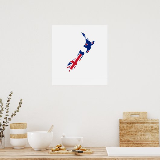 Neuseeland Flag Map in voller Größe Poster (Küche)