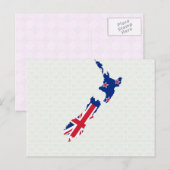Neuseeland Flag Map in voller Größe Postkarte (Vorne/Hinten)