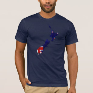 Neuseeland Flag Map T - Shirts