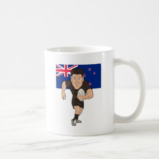 Neuseeland-Flagge Ball des Rugbyspielers laufende Kaffeetasse