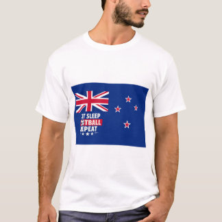 Neuseeland-Flagge | Essen Schlafen Fußball Wiederh T-Shirt