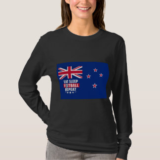 Neuseeland-Flagge | Essen Schlafen Fußball Wiederh T-Shirt