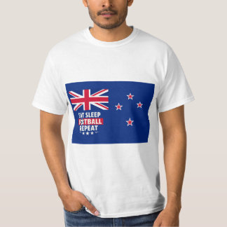 Neuseeland-Flagge | Essen Schlafen Fußball Wiederh T-Shirt