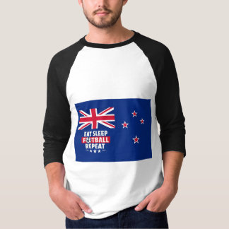 Neuseeland-Flagge | Essen Schlafen Fußball Wiederh T-Shirt