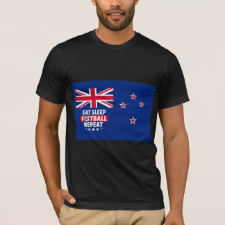 Neuseeland-Flagge | Essen Schlafen Fußball Wiederh T-Shirt
