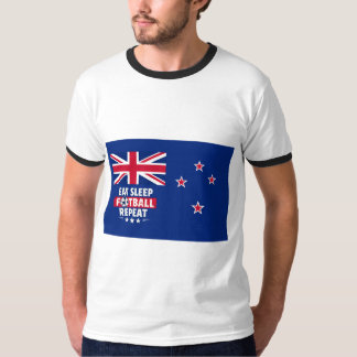 Neuseeland-Flagge | Essen Schlafen Fußball Wiederh T-Shirt