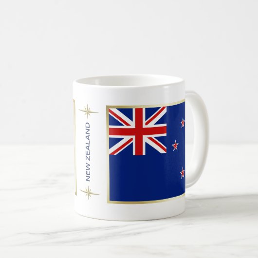 Neuseeland-Flagge + Karten-Tasse Kaffeetasse (VorderseiteRechts)