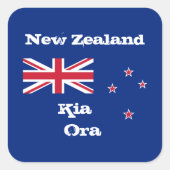 Neuseeland Flagge & Kia Ora Modeaufkleber /sport Quadratischer Aufkleber (Vorderseite)
