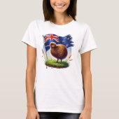 Neuseeland-Flagge & Kiwi-Vogel T-Shirt (Vorderseite)