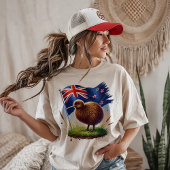 Neuseeland-Flagge & Kiwi-Vogel T-Shirt