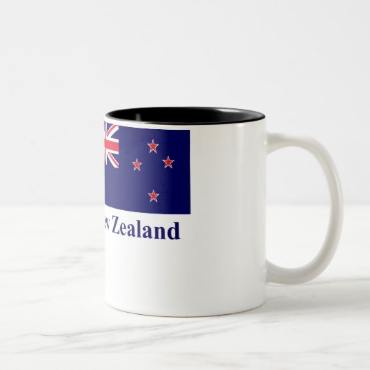 Neuseeland-Flagge mit Namen Zweifarbige Tasse (Rechts)