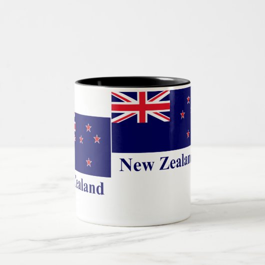 Neuseeland-Flagge mit Namen Zweifarbige Tasse (Mittel)