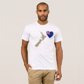 Neuseeland-Flaggen-Herz und Karten-T - Shirt (Vorne ganz)