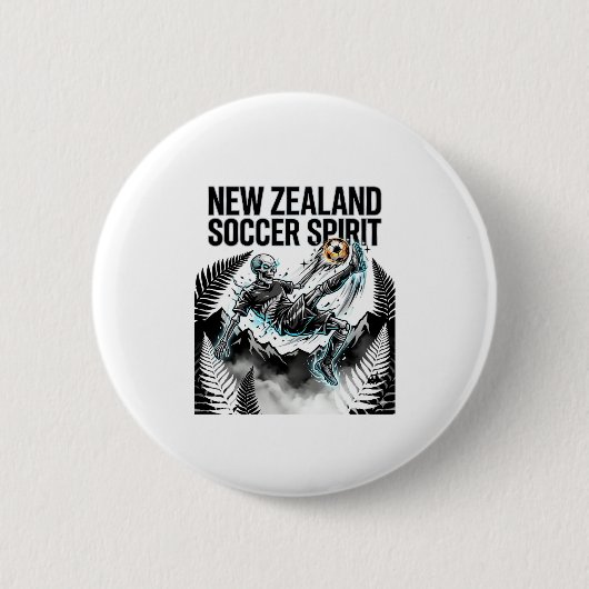Neuseeland Fußball Geist Skelett Stürmer Nationen Button (Vorderseite)