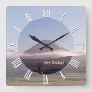 Neuseeland Iconic Tongariro Vulkanspitze Quadratische Wanduhr