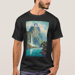 Neuseeland Illustration Reise Kunst Vintage T-Shirt