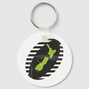 Neuseeland Karte auf Rugby Ball Grungy Schlüsselanhänger