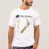 Neuseeland Karte + Flagge + T - Shirt (Vorderseite)