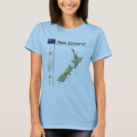 Neuseeland-Karte + Flagge + Titel T-Shirt