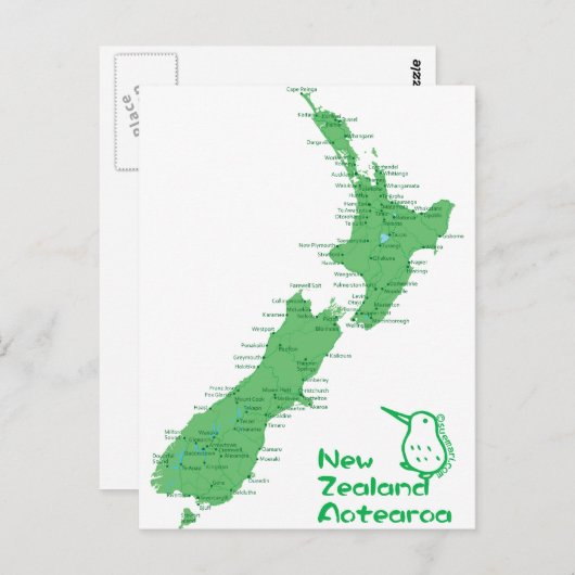 Neuseeland-Karte Postkarte (Vorne/Hinten)