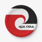 Neuseeland, Kia Ora & Maori Flag / Sport, Rugby Pappteller (Vorderseite)