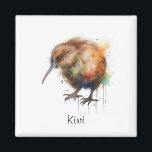 Neuseeland Kiwi Aquarell benutzerdefinierbar Magnet<br><div class="desc">Gemälde eines neuseeländischen Kiwi-Vogels in lebendiger Wasserfarbe</div>