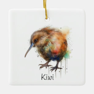 Neuseeland Kiwi Aquarell Keramikornament