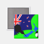 Neuseeland, Kiwi Bird, Flagge (Kühlschrankmagnet) Magnet (Vorderseite/Rückseite)