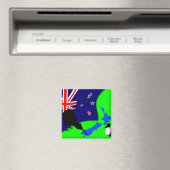 Neuseeland, Kiwi Bird, Flagge (Kühlschrankmagnet) Magnet (In Situ (Geschirrspüler))