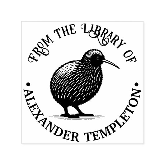 Neuseeland Kiwi Bird Library Name Permastempel (Design)