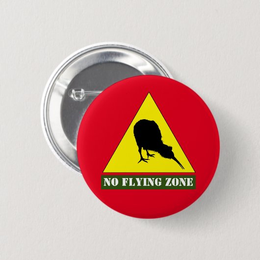 Neuseeland, Kiwi Bird & No Flying Zone /Aotearoa Button (Vorne & Hinten)