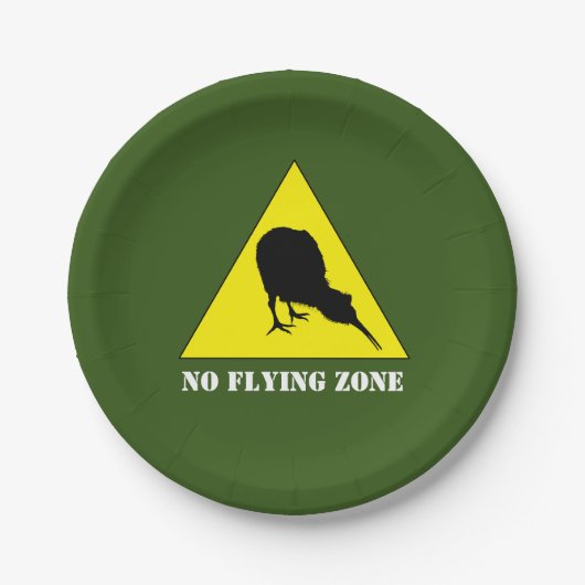 Neuseeland, Kiwi Bird & No Flying Zone /Aotearoa Pappteller (Vorderseite)