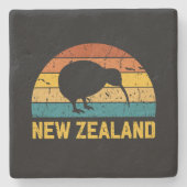 Neuseeland Kiwi Retro Steinuntersetzer (Vorderseite)