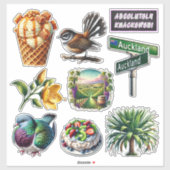 Neuseeland-Kiwiana-Set 4 Aufkleber (Blatt)