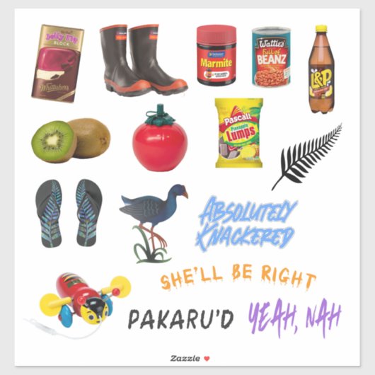 Neuseeland-Kiwiana-Set 6 Aufkleber (Blatt)