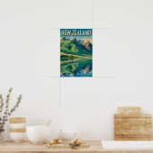 Neuseeland Landschaft Illustration Reise Kunst Poster (Küche)