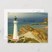 Neuseeland Landschaft mit Leuchtturm Postkarte (Vorne/Hinten)