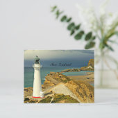 Neuseeland Landschaft mit Leuchtturm Postkarte (Stehend Vorderseite)