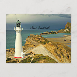 Neuseeland Landschaft mit Leuchtturm Postkarte