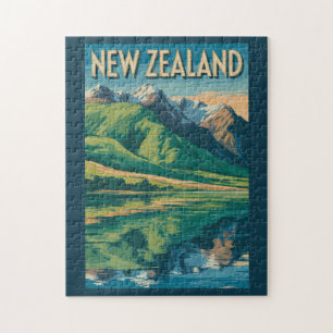 Neuseeland Landschaftsillustration Reise Kunst Puzzle