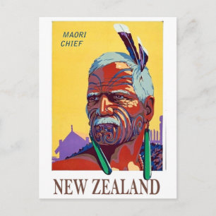 Neuseeland, Maori-Häuptlingsgesicht, Krieger, vint Postkarte
