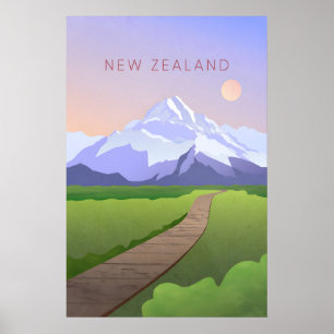 Neuseeland Minimal Reiseplakat Poster