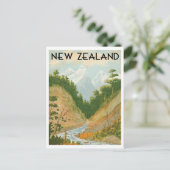 Neuseeland mit Vintage-Reisestil Postkarte (Stehend Vorderseite)